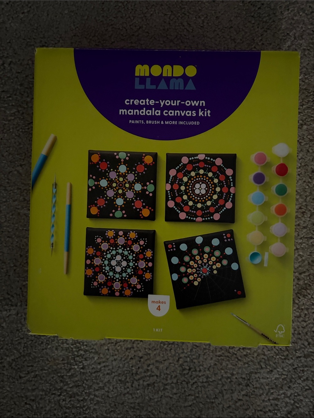 Mondo Llama Create-Your-Own Mandala Canvas Kit